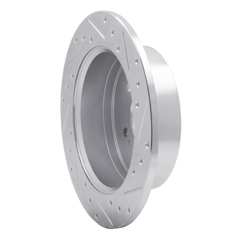 Hyundai Santa Fe Brake Rotor (1) - Rear Left - R1 Concepts - Drilled & Slotted - Silver - `07-`09